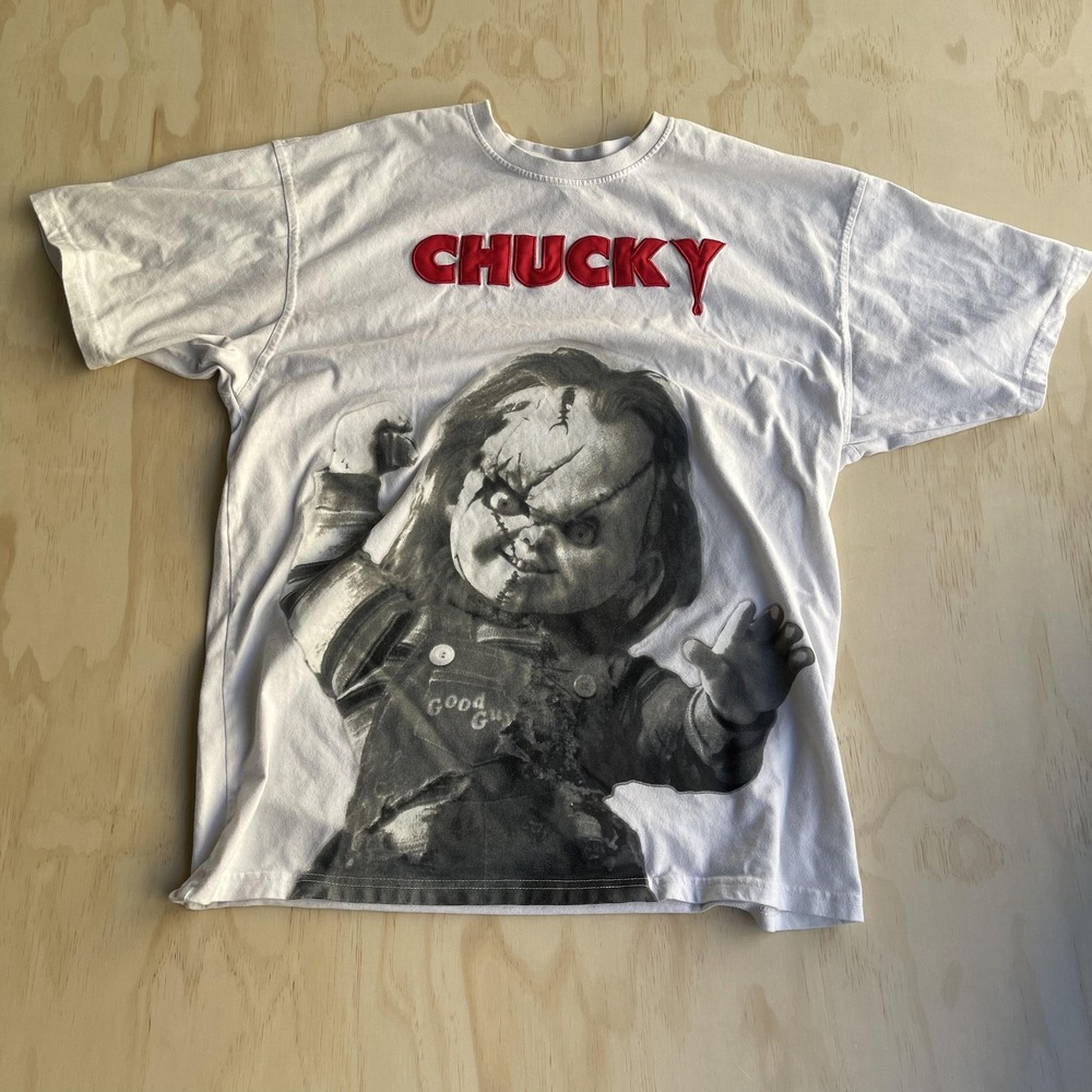 Chucky Shirt Mens XL White Child's Play Horror Halloween Graphic Tee T-Shirt